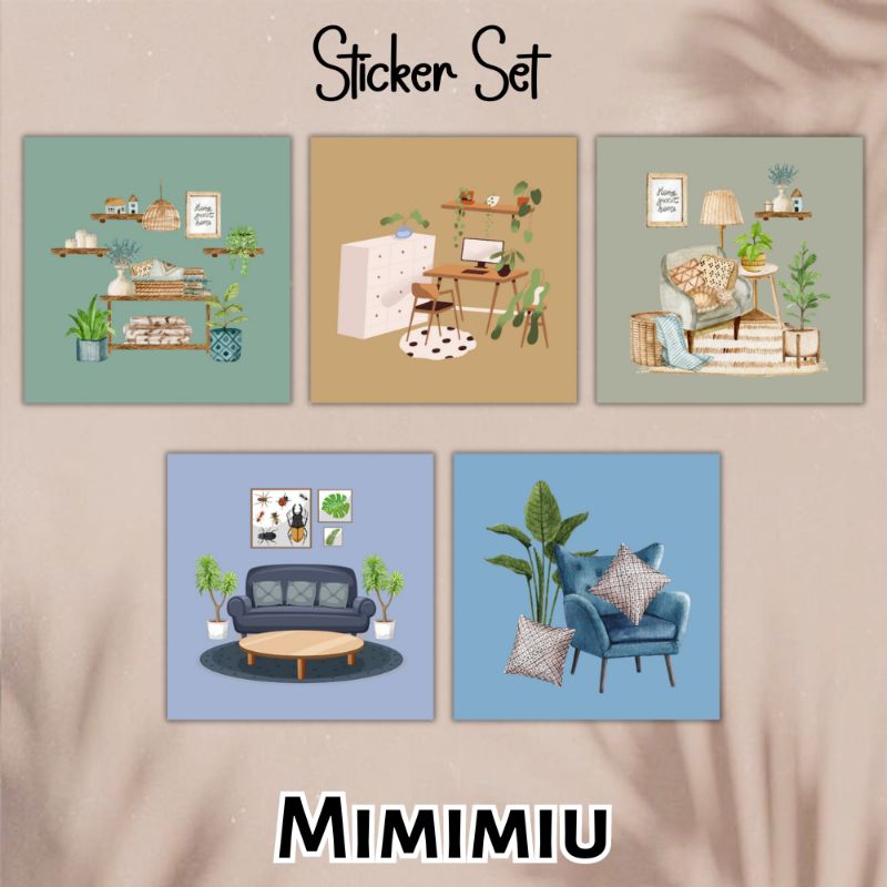 

[Mimimiu] sticker set furniture 3x3cm