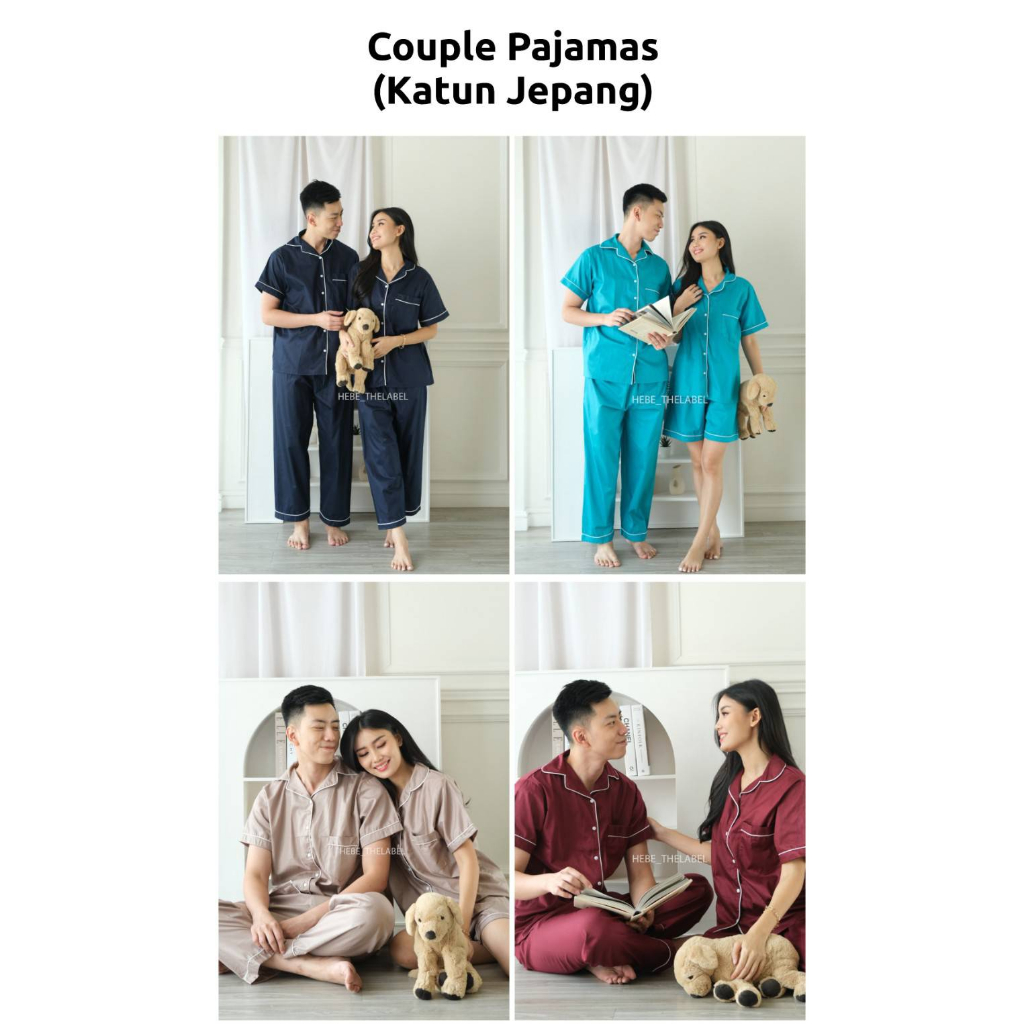 Couple Pajamas Katun Jepang - Atasan Celana Baju Tidur Setelan