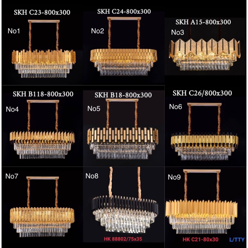 Lampu gantung kristal minimalis dekorasi meja makan