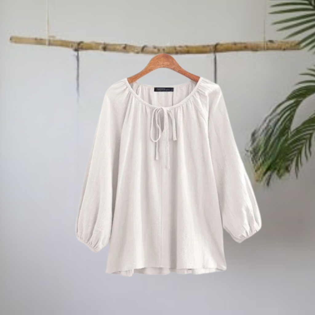 Blouse Putih Korean Style Dinza Blouse Crinkle Airflow Jumbo Pakaian Muslim Wanita Fashion Style Kor