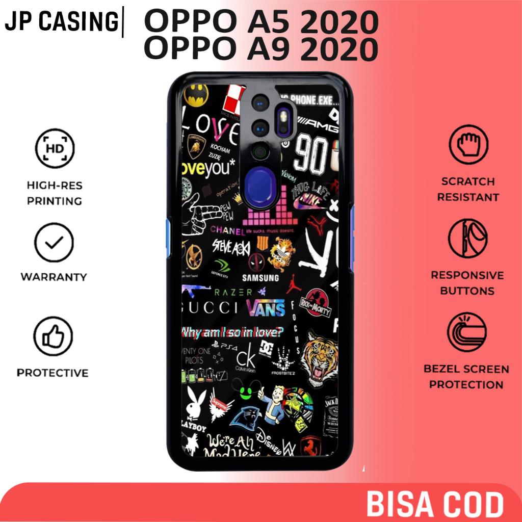 case oppo a5 2020 a9 2020 terbaru motif aesthetic black hitam keren cute casing cewek hp mewah bahan