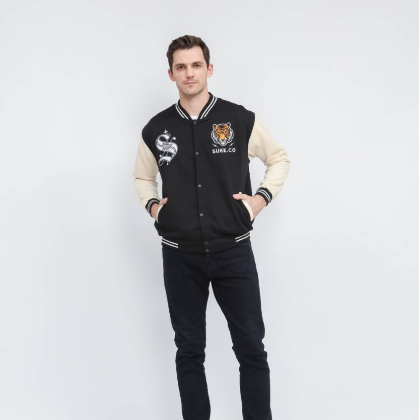 Varsity Jacket Wild Tiger Basic Suke Colection / Jacket Varsity Fleece Premium Unisex