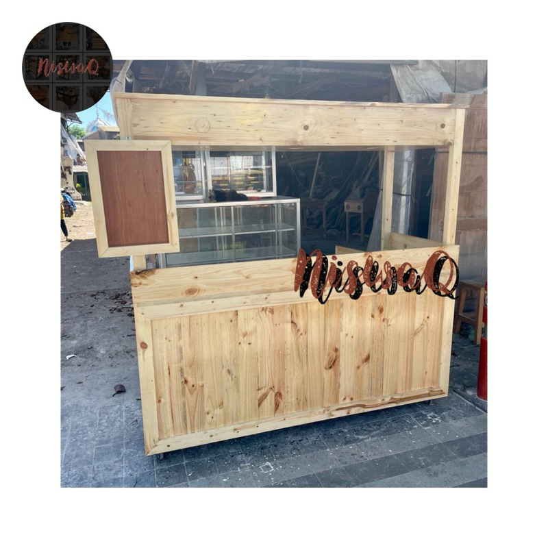 Gerobak Jualan | Rombong | Booth Portable | Stand Jualan Kayu Jati Belanda