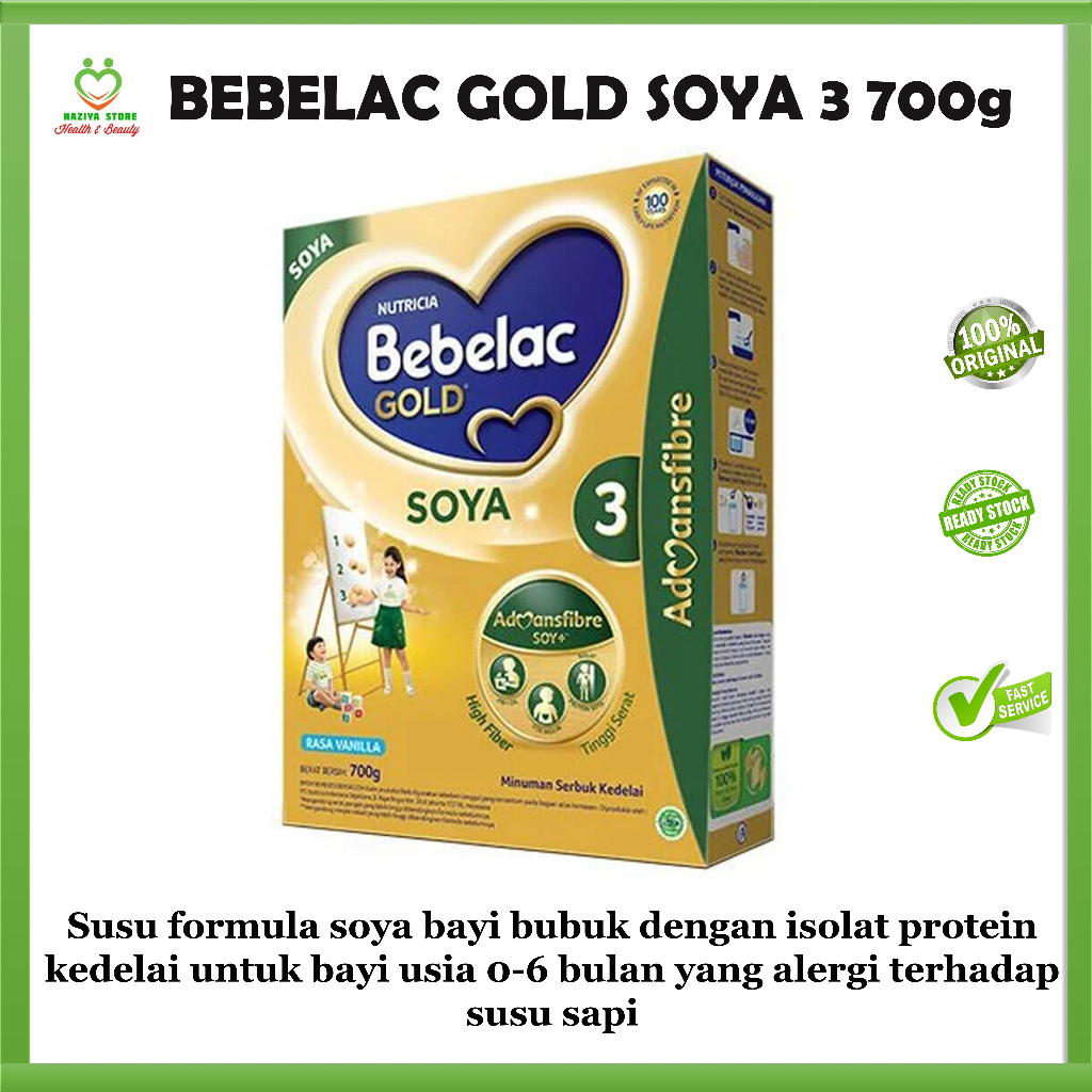 BEBELAC GOLD SOYA 3 Vanila Formula Soya Bubuk 700 gr - Susu Formula anak  1-3 tahun Alergi susu sapi