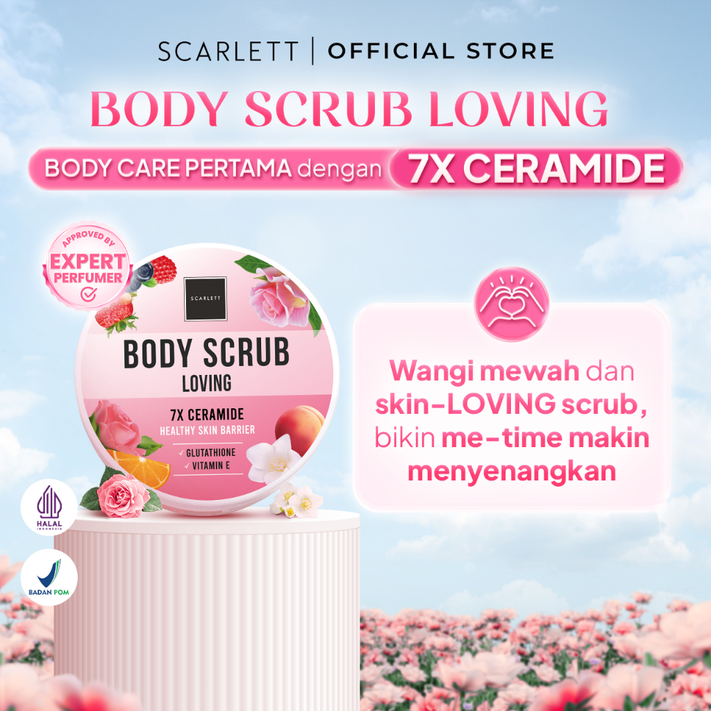 Scarlett Whitening Loving Body Scrub - Lulur Scrub for Lightening Body dengan 7X Ceramide untuk Menc