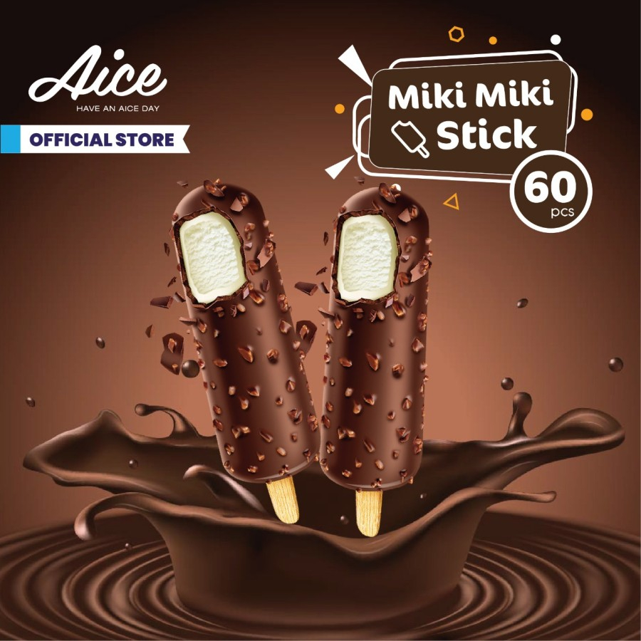 

Aice Miki Miki Stick Ice Cream Eskrim 1 karton = isi 60 Pcs Es krim