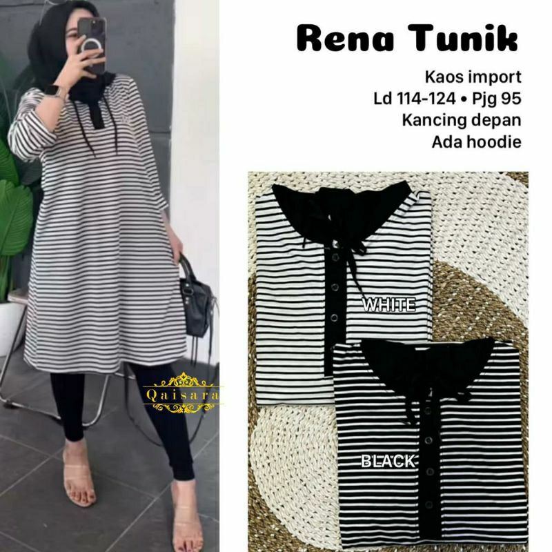 Reba tunik -baju tunik wanita motif garis-garis bahan kaos import