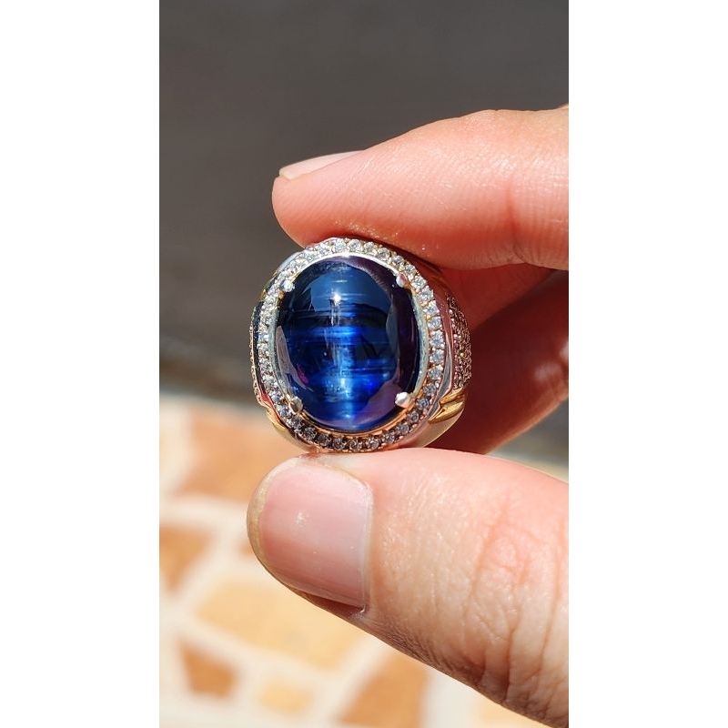 Natural blue kyanite cat eye 11.40ctr warna mirip royal blue sapphire Sri lanka atau burma NTE