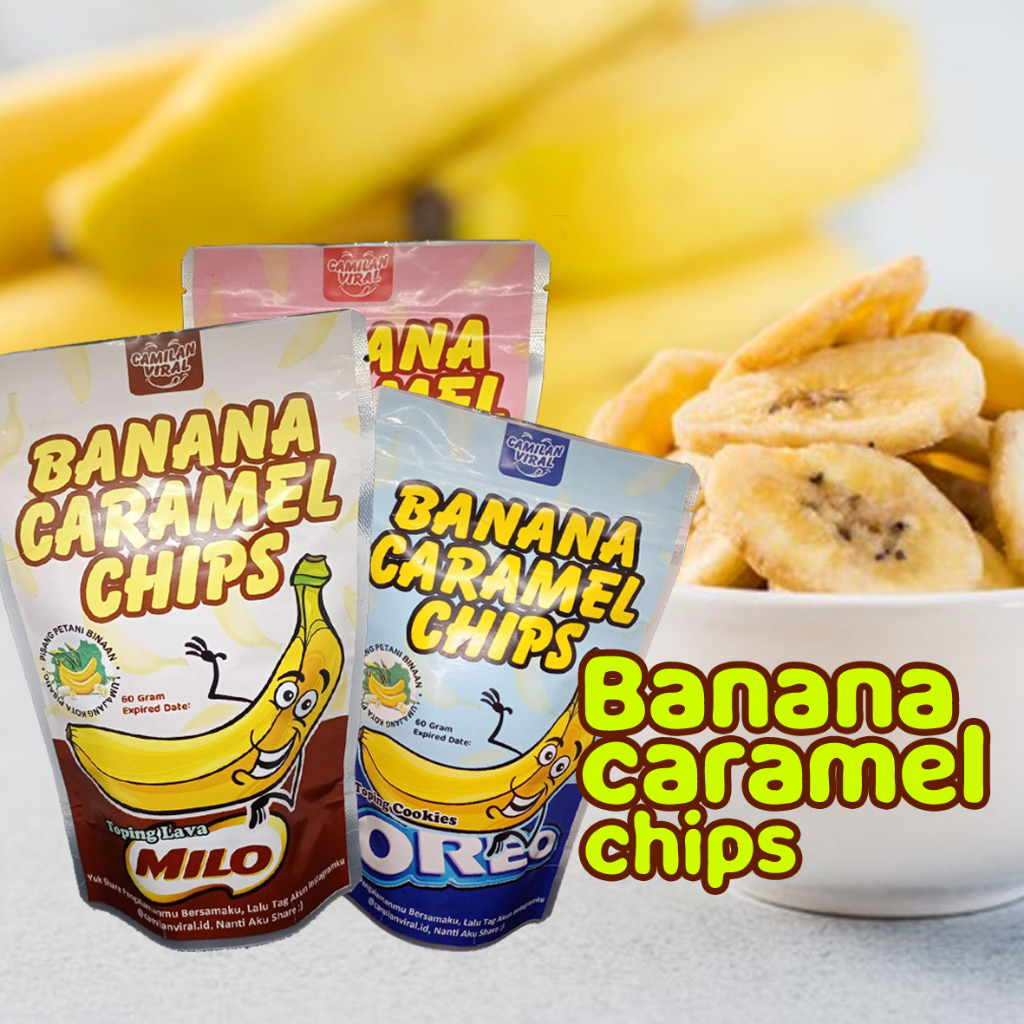 

✅ BANANA CARAMEL CHIPS - KERIPIK PISANG KARAMEL RASA COKLAT, SUSU, KOPI, COOKIES, MACA, DLL BY CAMILAN VIRAL