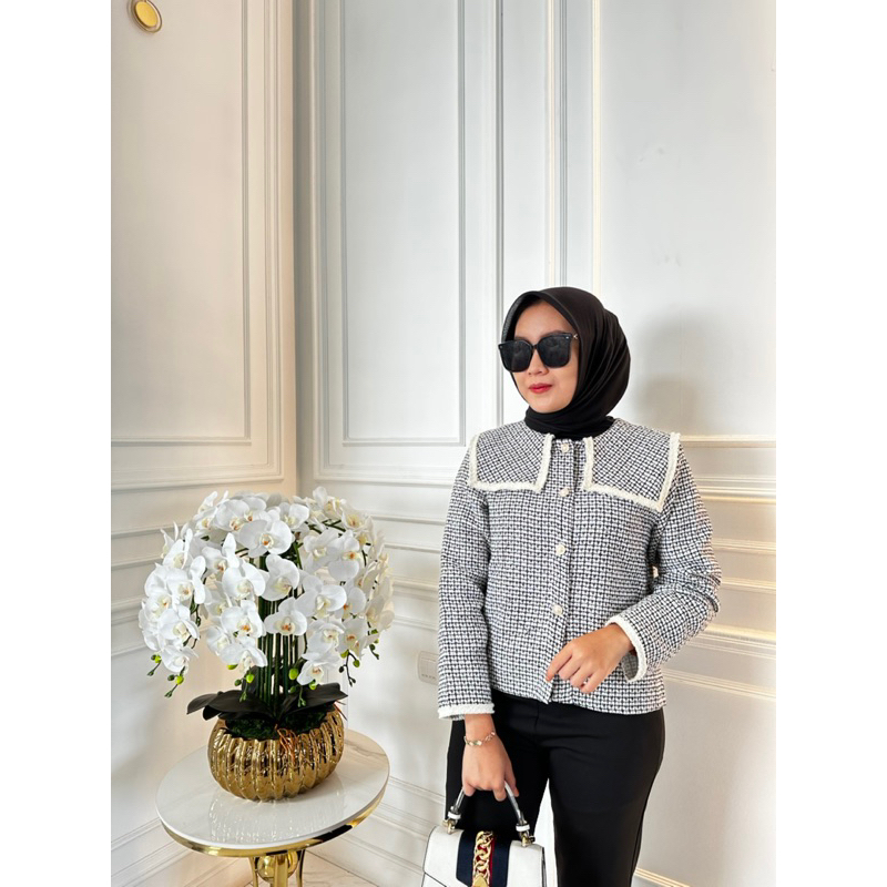 blazer tweed korean style