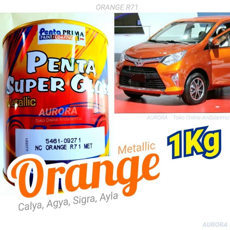 Cat Penta Super Gloss NC Orange R71 Met Orange Metalik 1kg | sepeda motor mobil duco duko diko kompr