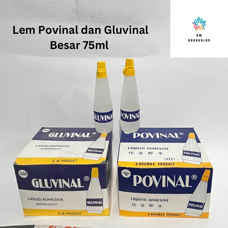 

Lem Povinal dan Gluvinal Besar 75ml Lem Kertas / Lem Cair