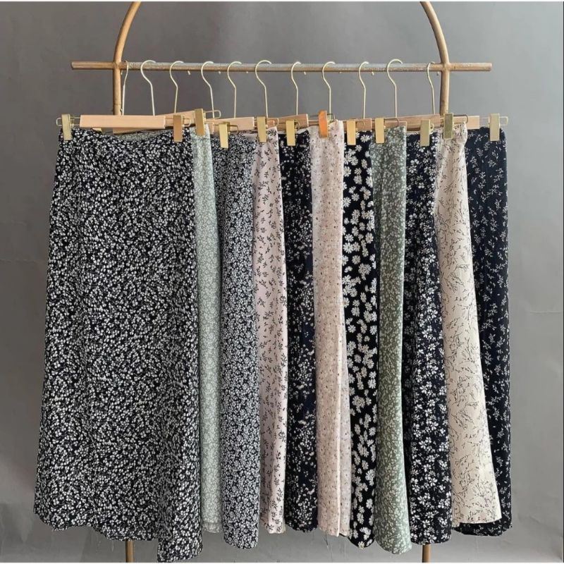 FLORAL SKIRT / ROK MOTIF BUNGA DAISY WANITA / FLORAL SKIRT A LINE