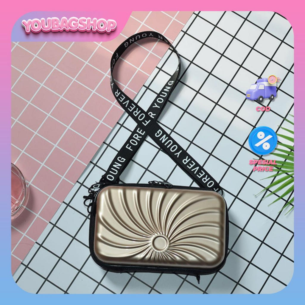 Tas Selempang Wanita 5027 – Mini Bag Koper Motif Merak 2 Tali Trendy