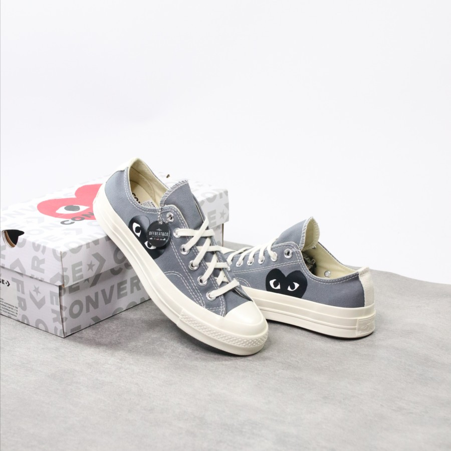 Converse CDG Low Big Heart Steel Grey (100% Authentic)