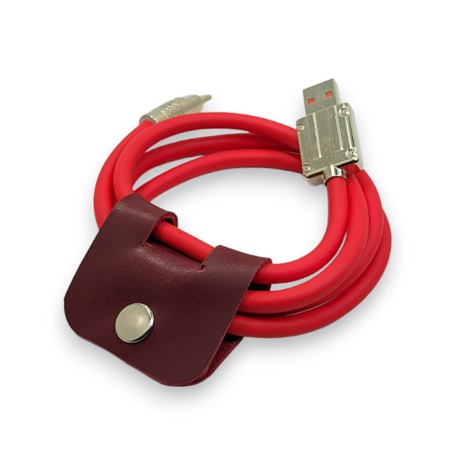 Leather Clip Cable Organizer/ Klip Kabel/ Headset/ Charger Kulit Asli Besar Kotak