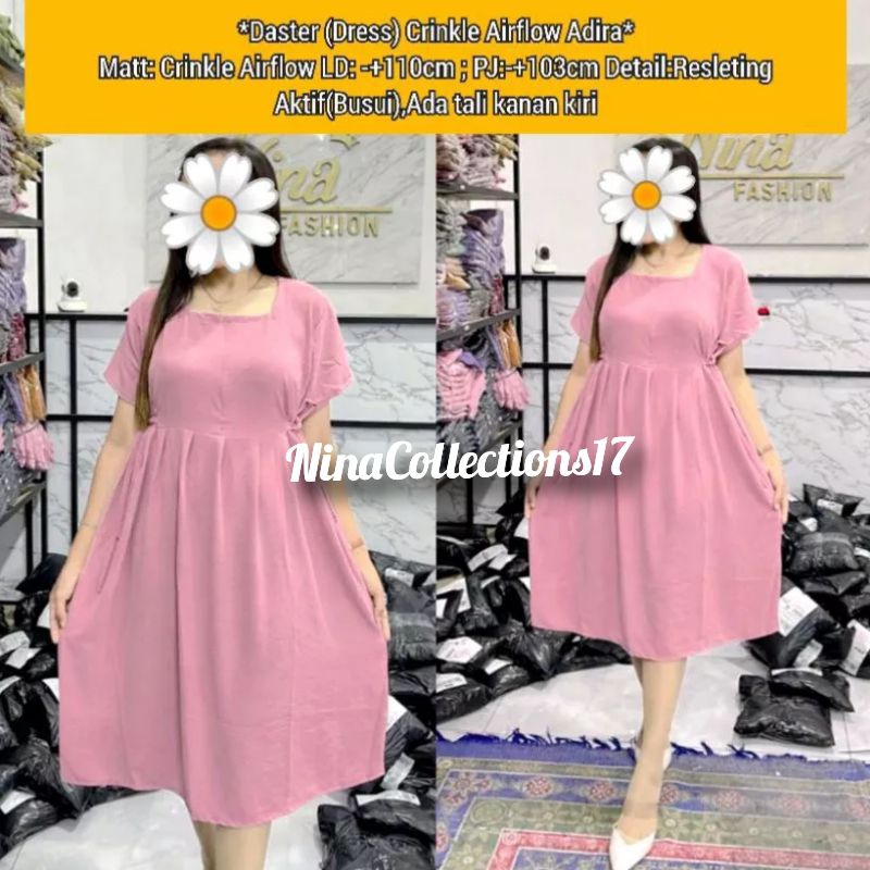 Daster Dress Crinkle Airflow Adira Resleting Busui / Daster Crinkle Airflow / Dress Crinkle / Daster