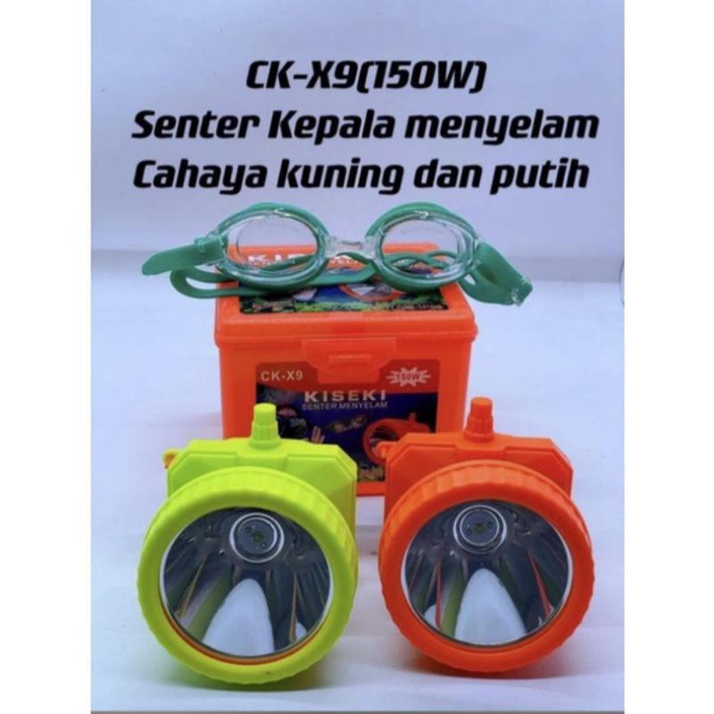 Senter Kepala Selam Kiseki 150 watt CK-X9 Cahaya Putih dan Cahaya Kuning