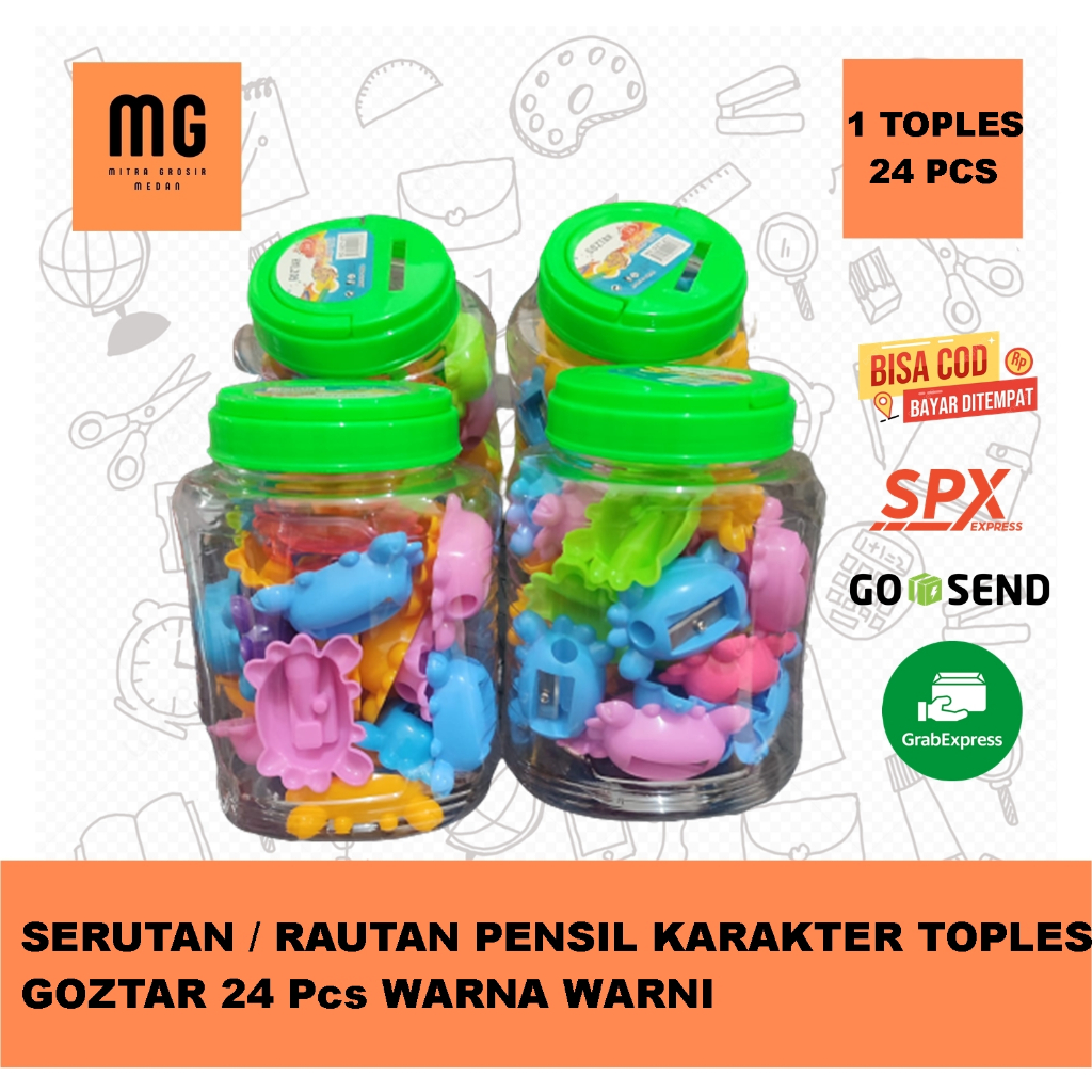 

SERUTAN / RAUTAN PENSIL LUCU KARAKTER TOPLES GOZTAR 24 Pcs WARNA WARNI
