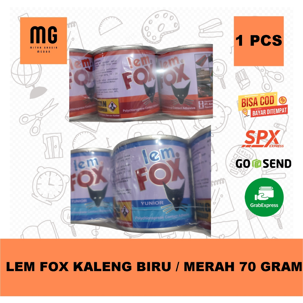 

Lem Fox Kaleng 70 Gram Warna Biru dan Merah