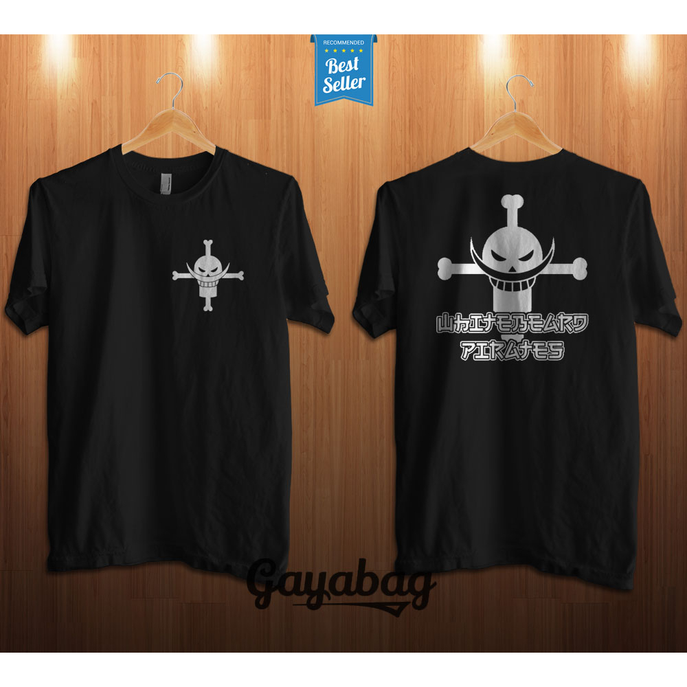 Tshirt kaos baju lengan pendek oneck unisex anime one piece bajak laut shirohige whitebeard pirates 