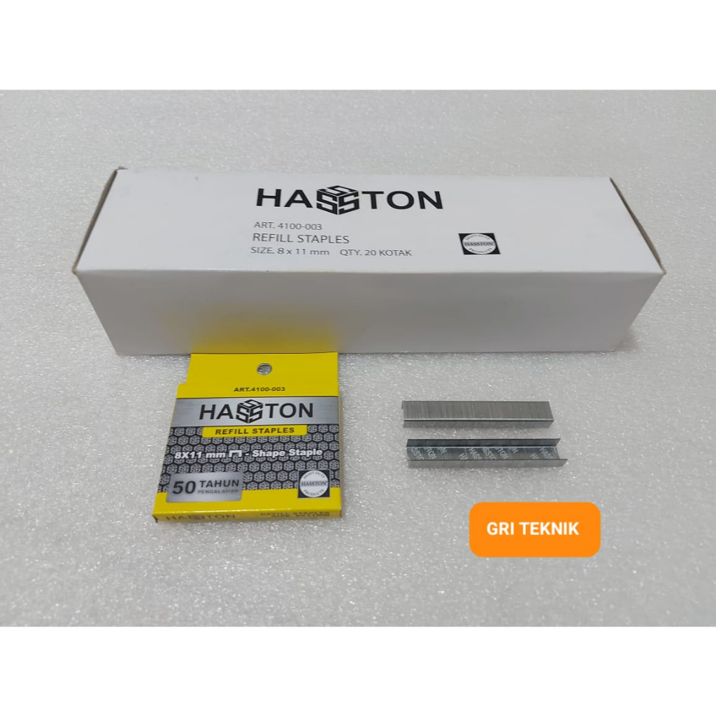 

PER DUS = 200 KTK !!! ISI STAPLES HASSTON UKURAN 8 X 11 MM / ANAK STAPLES HASSTON / REFILL STAPLES
