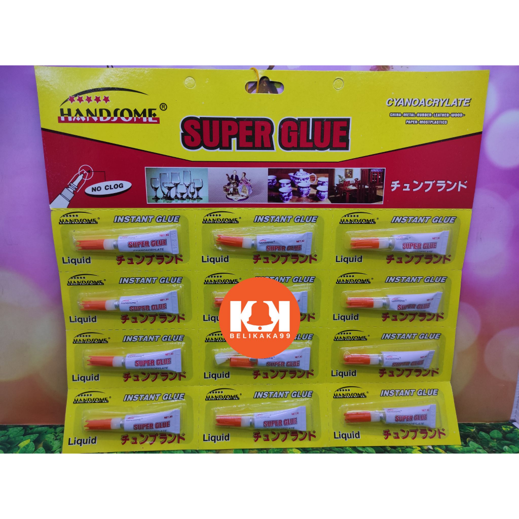 

(12 PCS - HANDSOME) LEM SUPER GLUE PEREKAT SERBAGUNA MEREK HANDSOME UNTUK LOGAM KARET KULIT KAYU KERTAS PLASTIK DLL / LEM POWER GLUE PEREKAT SERBAGUNA / LEM SERBAGUNA / LEM PEREKAT / LEM MULTIFUNGSI