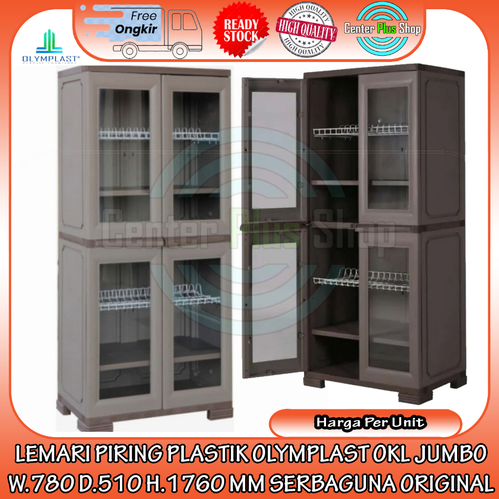 [INSTANT] LEMARI PIRING PLASTIK OLYMPLAST OKL JUMBO W.780 D.510 H.1760 MM KITCHEN LOKER PERENG GELAS