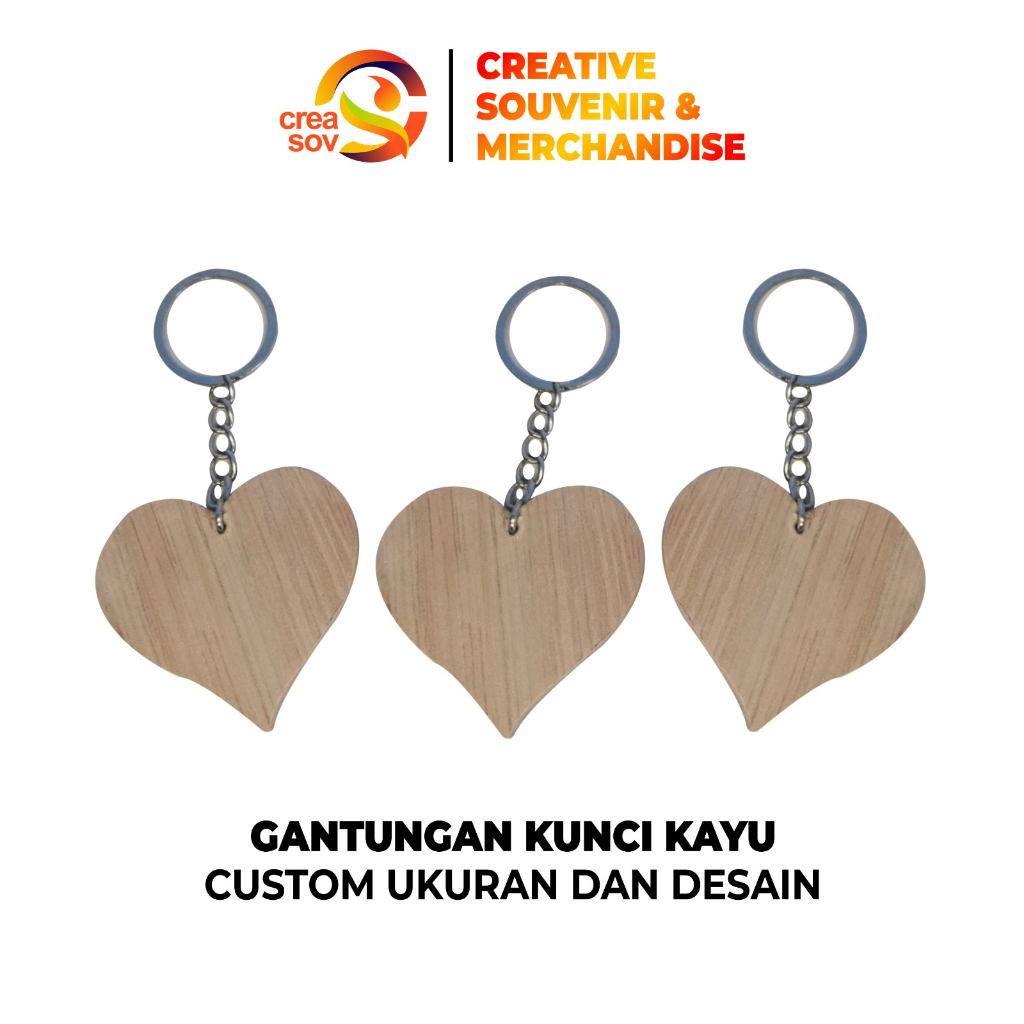 Creasov Gantungan kunci kayu polos, Gantungan kunci handmade, gantungan kunci sovenir pernikahan, ga