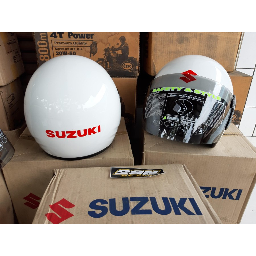 HELM HELMET HALF FACE PUTIH JADUL OLD ORIGINAL SUZUKI NOS