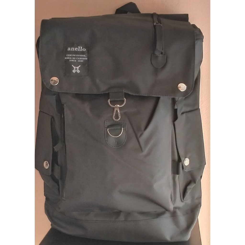 TAS PUNGGUNG ANELLO EMOEMO , TAS RANSEL BOMBER , TAS LAPTOP ,HITAM