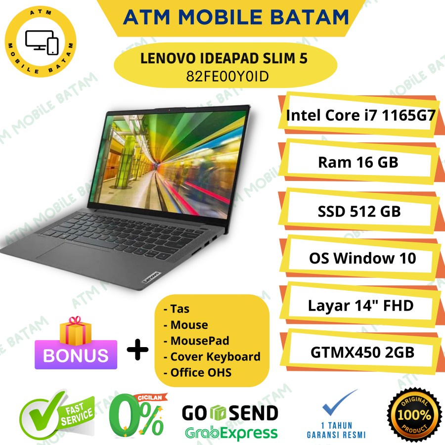 Laptop Lenovo ideapad slim5 14ITL05 i7 1165G7 Ram 16/512GB GTMX450 2GB
