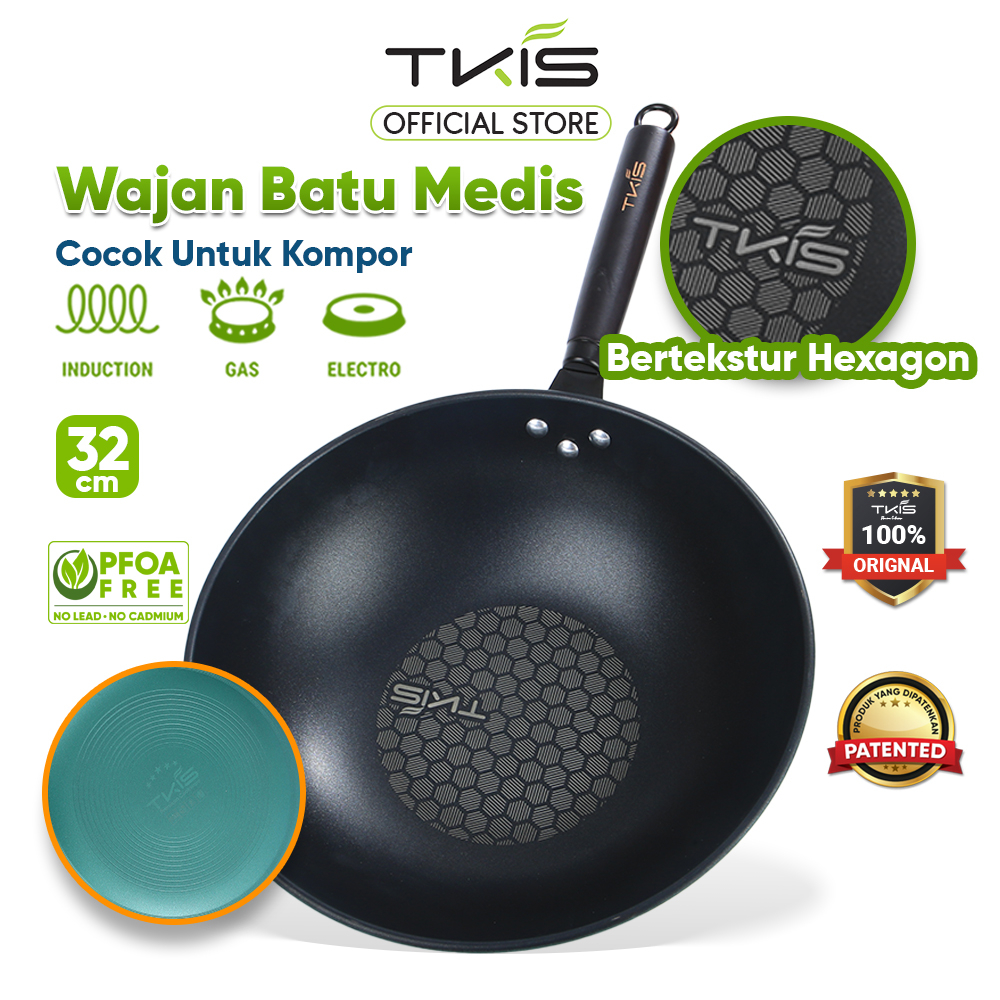 TKIS Wokpan 32cm Panci Wajan penggorengan Anti Lengket wajan Hijau TK-857