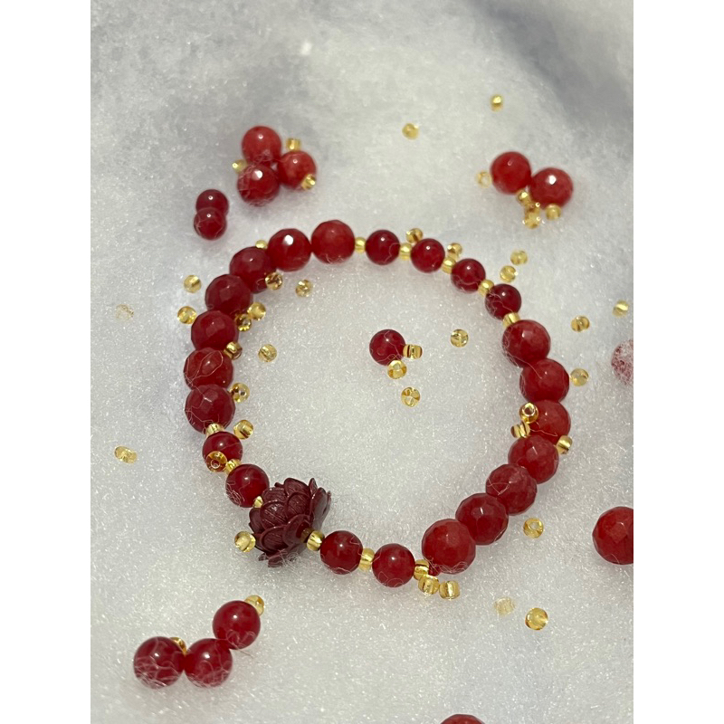 Red Ruby Faceted with Red Garnet and Lotus Cinnabar