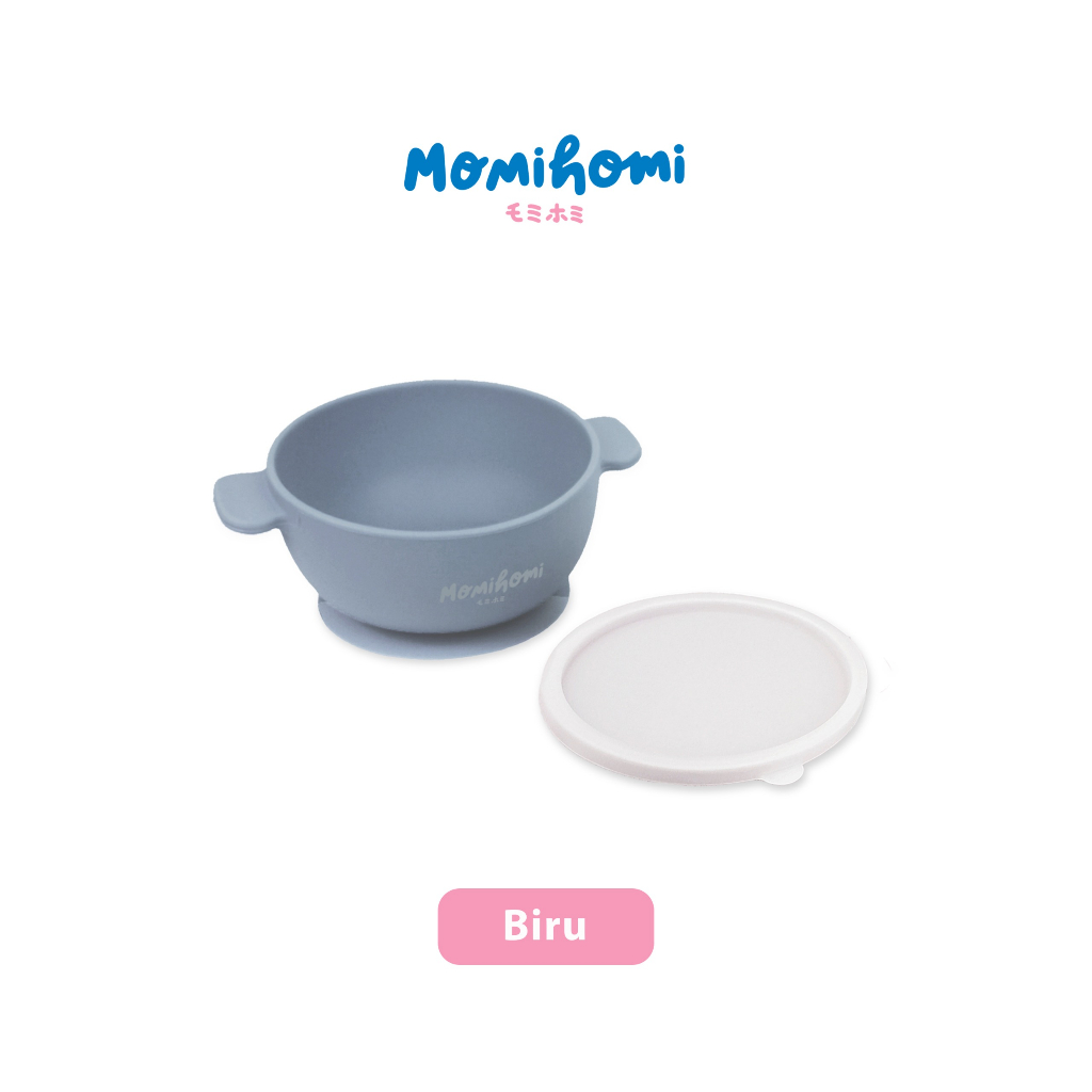 Momi Homi Sillicone Baby Bowl Suction BPA FREE Anti Slip Perlatan Makan Untuk Anak Lengkap Dengan Tutup Anti Tumpah Tempat Makan Bayi Mangkok Silikon Mangkuk Mpasi Bayi Tahan Panas / Microwave Safe 220 Derajat Celcius Food Grade 250 ML