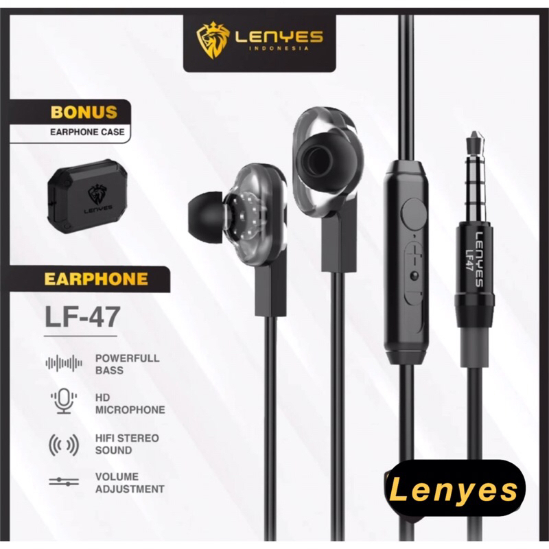 Lenyes LF47 Headset In Ear Hifi Stereo Earphone Extra Bass With Handfree Microphone
