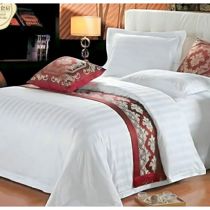 BEDCOVER SET SPREI HOTEL SALUR PUTIH KATUN LOKAL