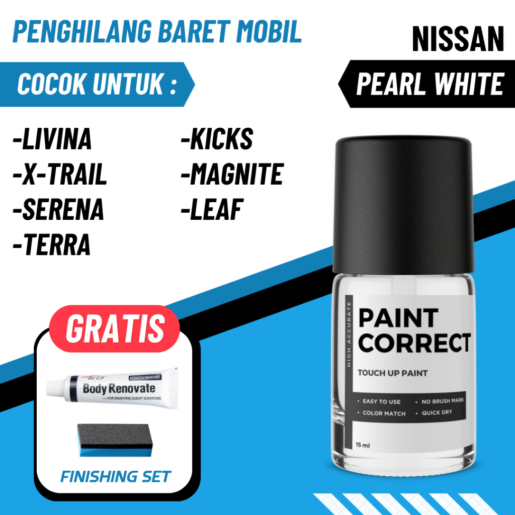 CAT OLES PENGHILANG BARET MOBIL NISSAN PEARL WHITE PUTIH MUTIARA