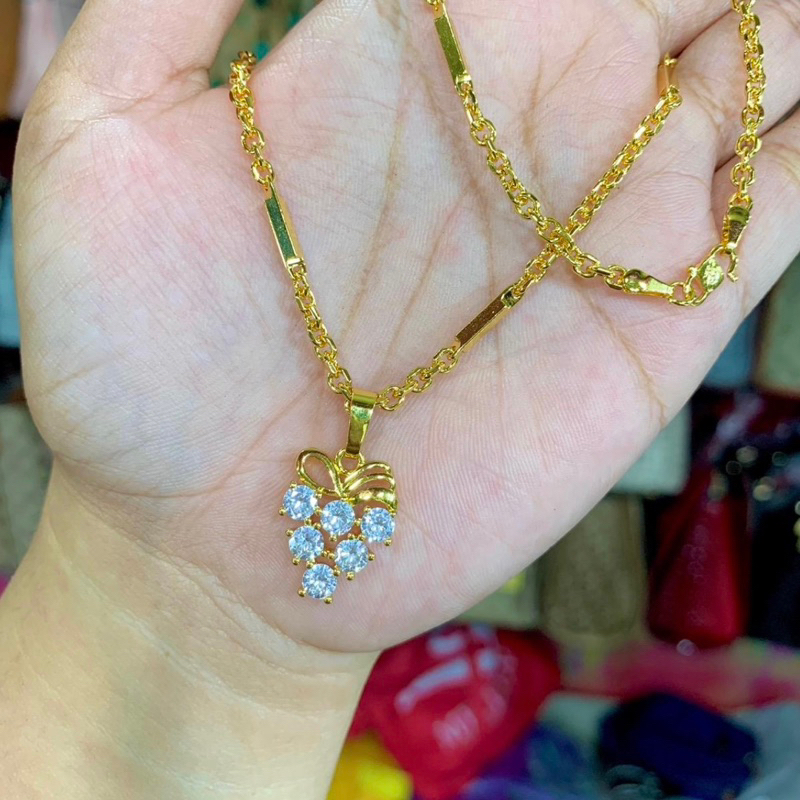 Benika Accesories - Kalung Wanita Xuping Jewellry Anggur Dubai - Korean Style Anti Karat Aesthetic Titanium - Aksesories Fashion Trendi 2023 Simple Necklace Cantik Mewah Elegand
