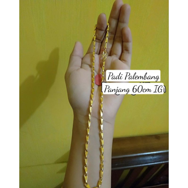 kalung padi Palembang 60cm lapis emas24k