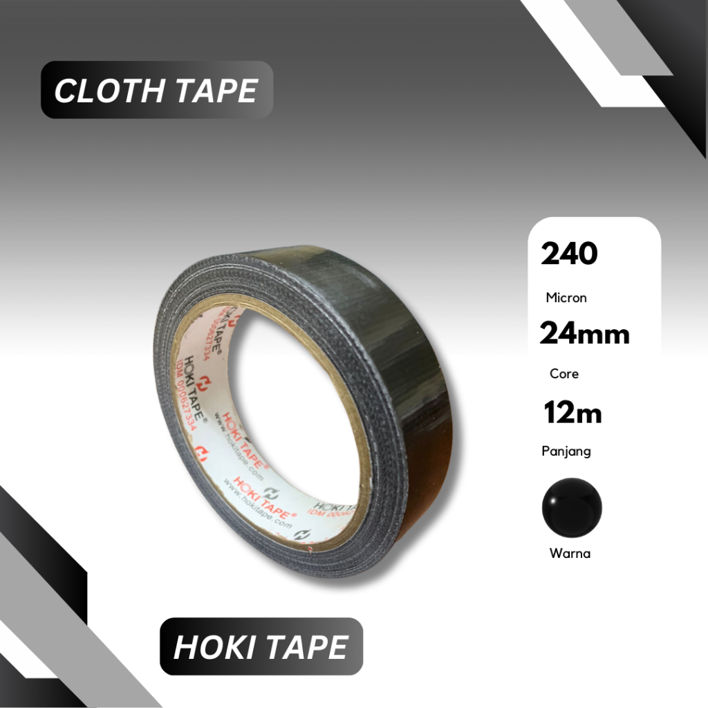 

Lakban Kain 24mmx12M - Hitam Cloth Tape