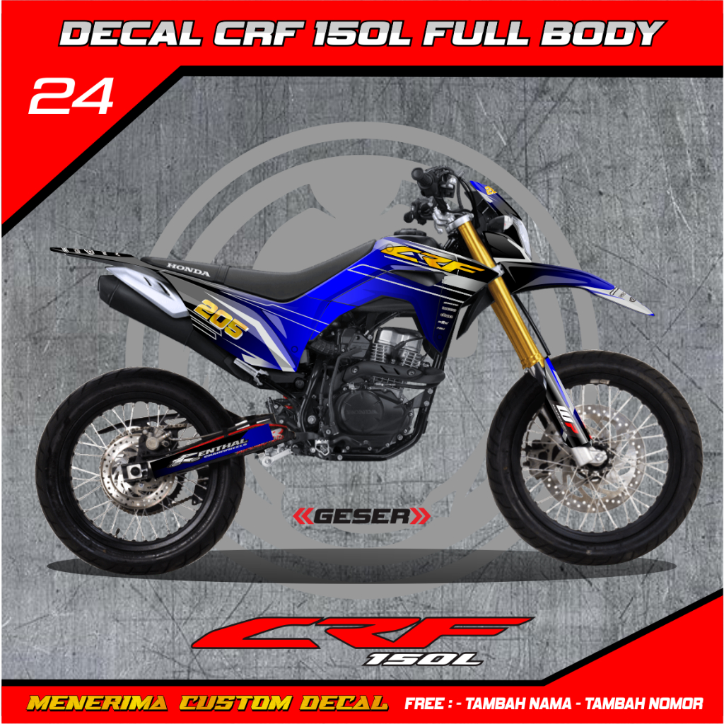Sticker dekal Crf 150 L Full Body Hologram Biru