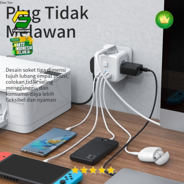 Jual 7 in 1 Stop Kontak Multifungsi Soket Nirkabel Berkualitas
