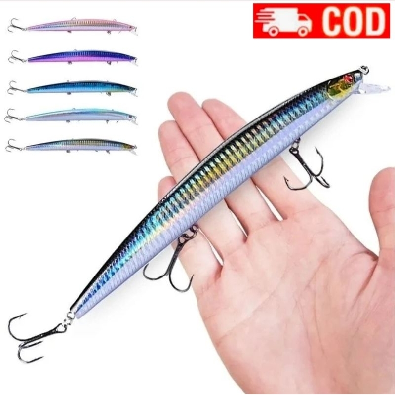 Umpan Pancing Tiruan Bentuk Panjang 20CM Berat 25gram aneka waran / Umpan Minnow / Umpan Pancing / U