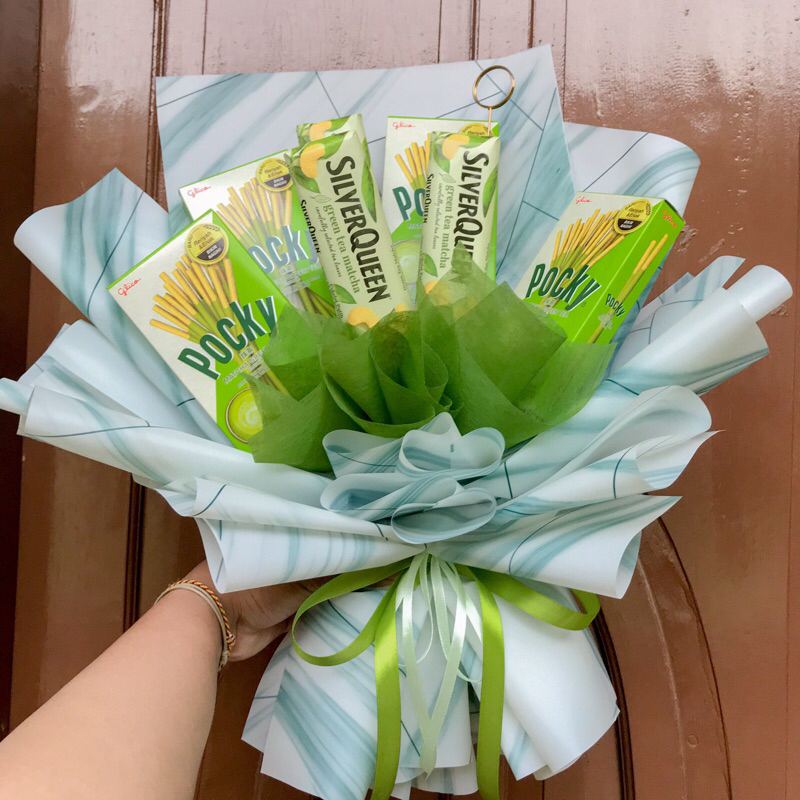 Snack bouquet pocky cokelat silverqueen matcha