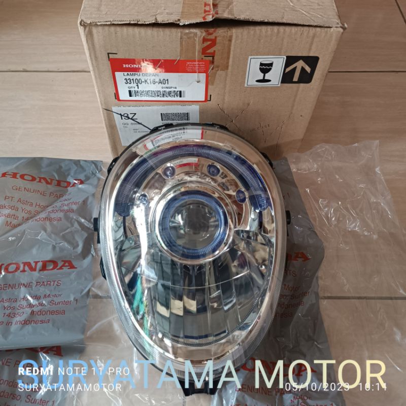 reflektor lampu depan set bohlam scoopy fi k16 2013-2016 original