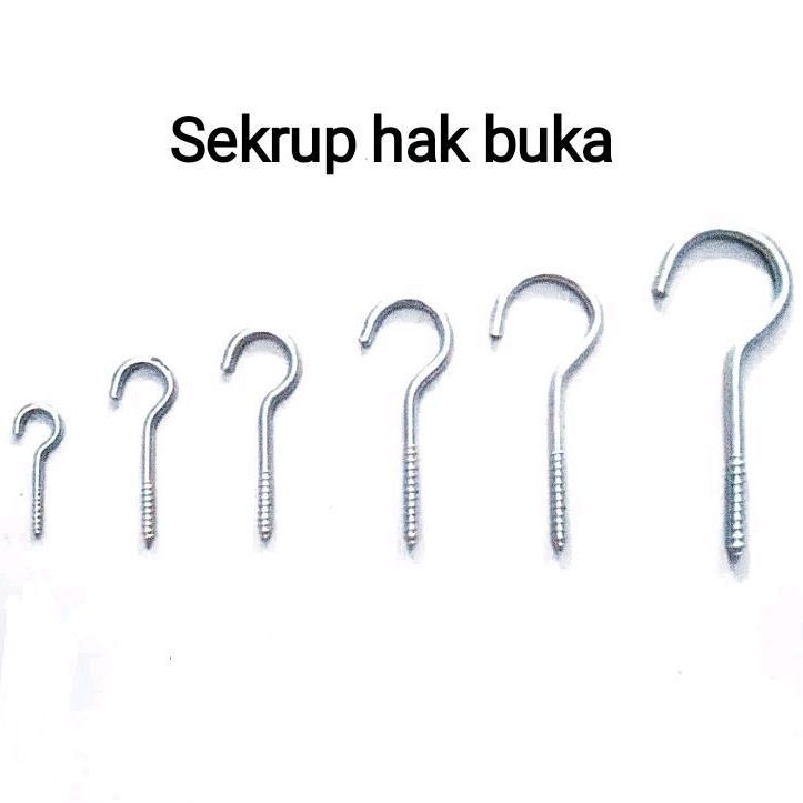 (10 pcs) Sekrup skrup ulir hak mata buka No 16 No 14 No 12 No 10 No 8 No 6 tandatanya kapstok sangka