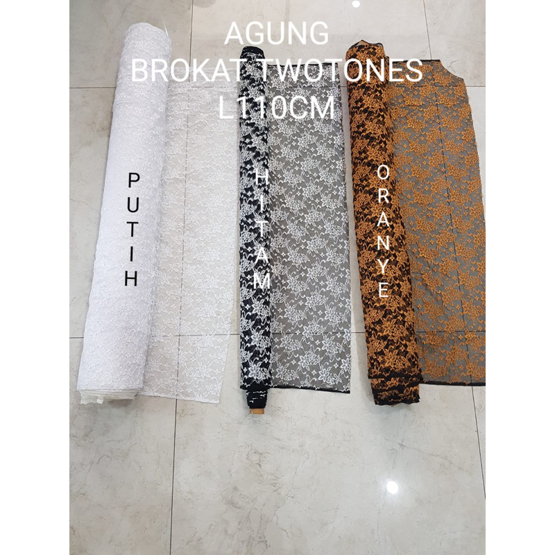 Brokat two tones putih / BROKAT TWO TONES HITAM BROKAT TWO TONES ORANYE Lebar kain 115cm harga per s