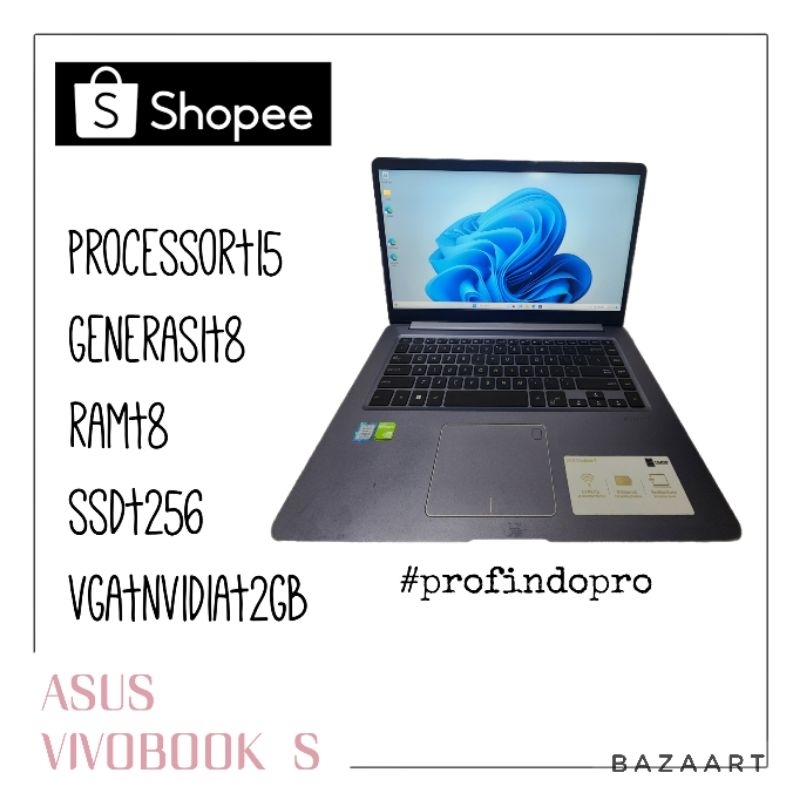 Laptop ASUS VIVOBOOK S processor i5-G8 ram 8/256 SSD+500 HDD VGA nvidia 2gb