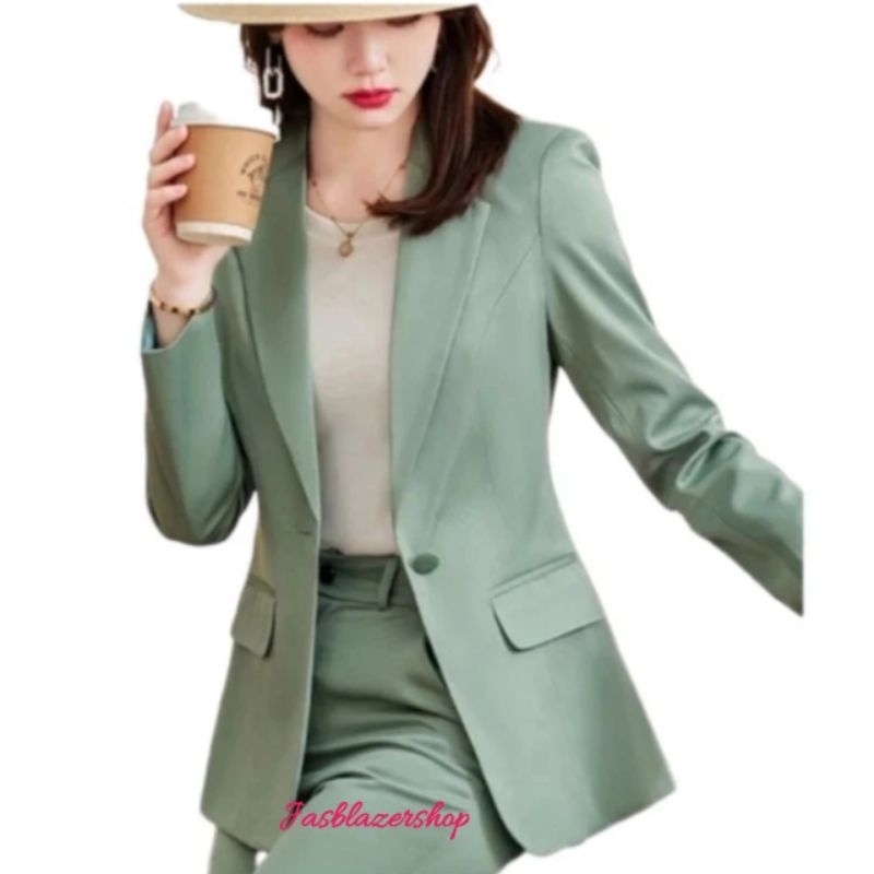 Jas wanita hijau Sage / Jas pria Sage green / Blazer cewek cowok warna sage